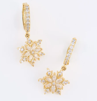 54893 Narelle Gold Tone Clear Stone Holiday Snowflake Earrings 0