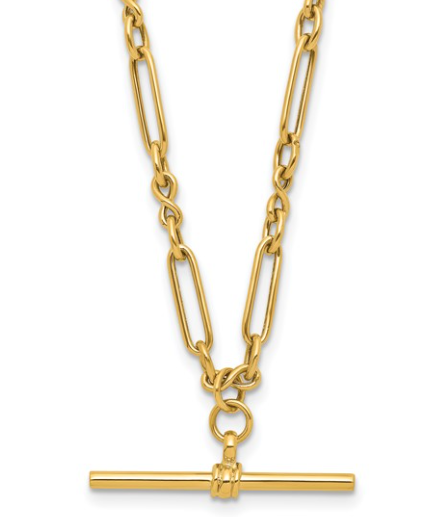 10LF636-17 10K 17Inch Polished Fancy Link Bar Necklace 0