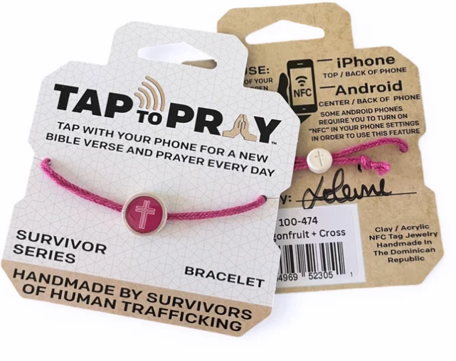 100-474 Tap to Pray Survivor Series Bracelet - Dragonfruit + Cross 0