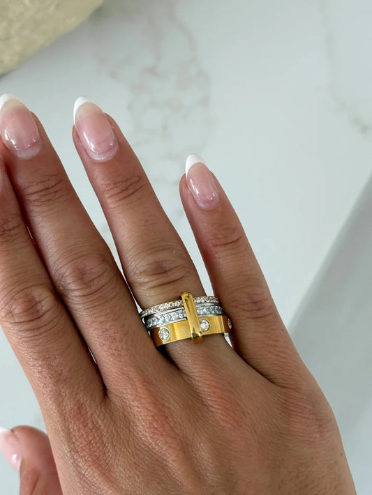 Chansuttpearls - The Lucy Ring Water Resistant 18K Gold Plated Stainless Steel