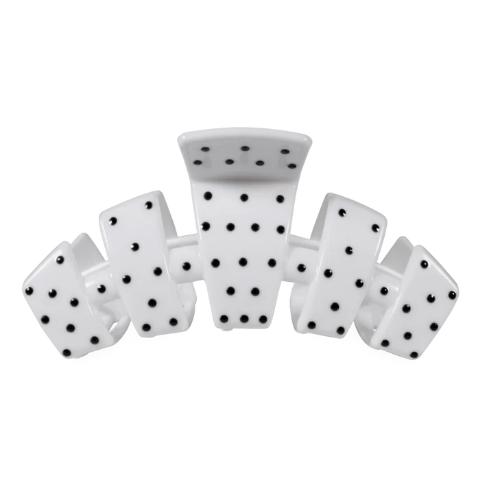 TT-CL01-268 Teleties Classic White Polka Dot Party Large Claw Clip 0