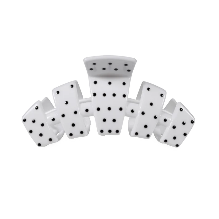 TT-CM01-268 Teleties Classic White Polka Dot Party Medium Claw Clip 0