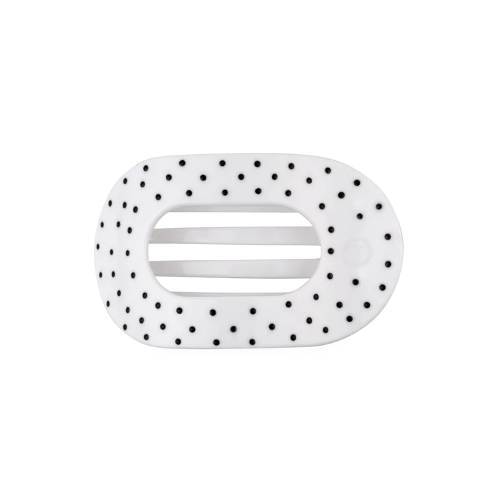 TT-FCM01-268 Teleties White Polka Dot Medium Flat Round Clip 0
