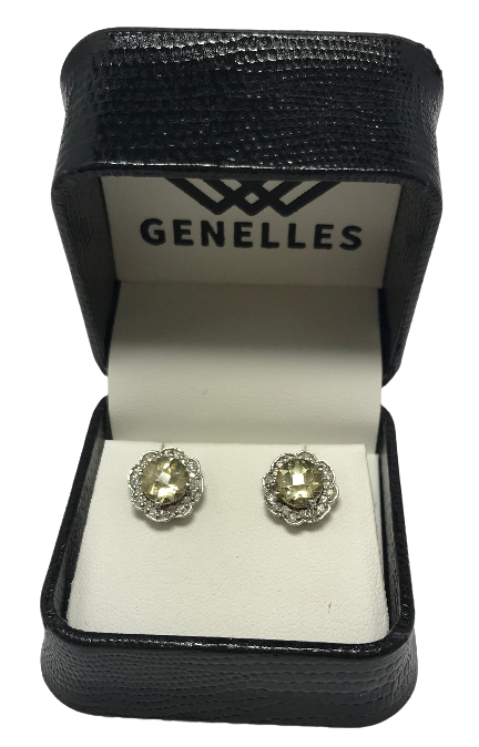 ER6150WLQ 10K White Gold Lemon Quartz/Diamond Earrings
