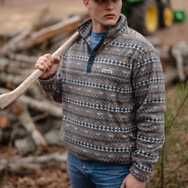 Local Boy Printed Quarter Snap Pullover - Fish & Duck Aztec