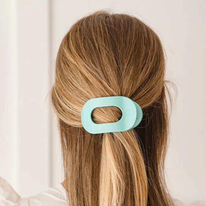 Teleties Totally Turquoise Flat Round Hair Clip - Small