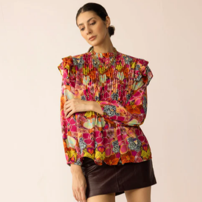 Chromaflora Highneck Top in Jungle Bloom