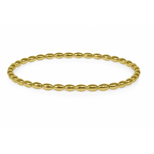 742 DER B338 Southern Gates Gold Plated Sterling Silver 7in 4mm Rice Bead Elastic Bracelet 0