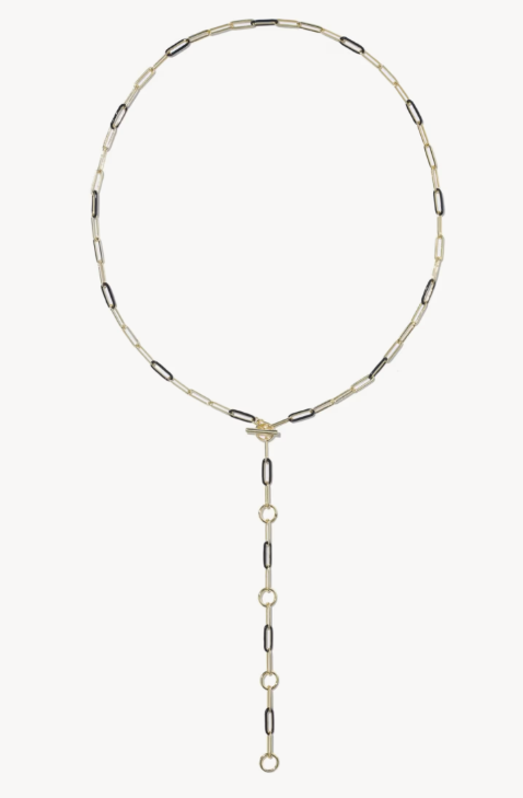 9608897523 Kendra Scott Courtney Enamel Link Necklace Gold/Black Enamel 0