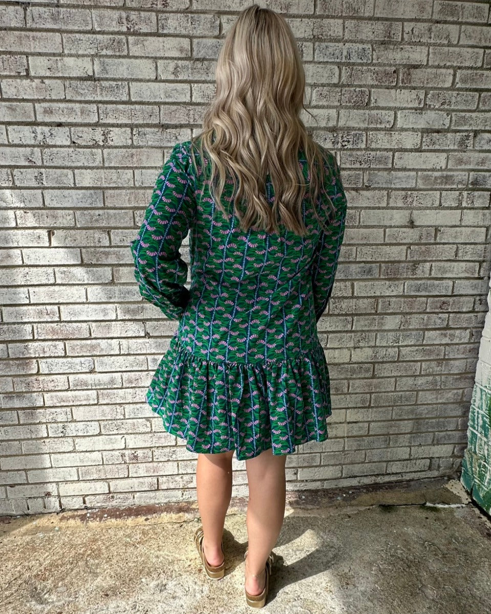 The Fiona Dress in Honey Vines Green