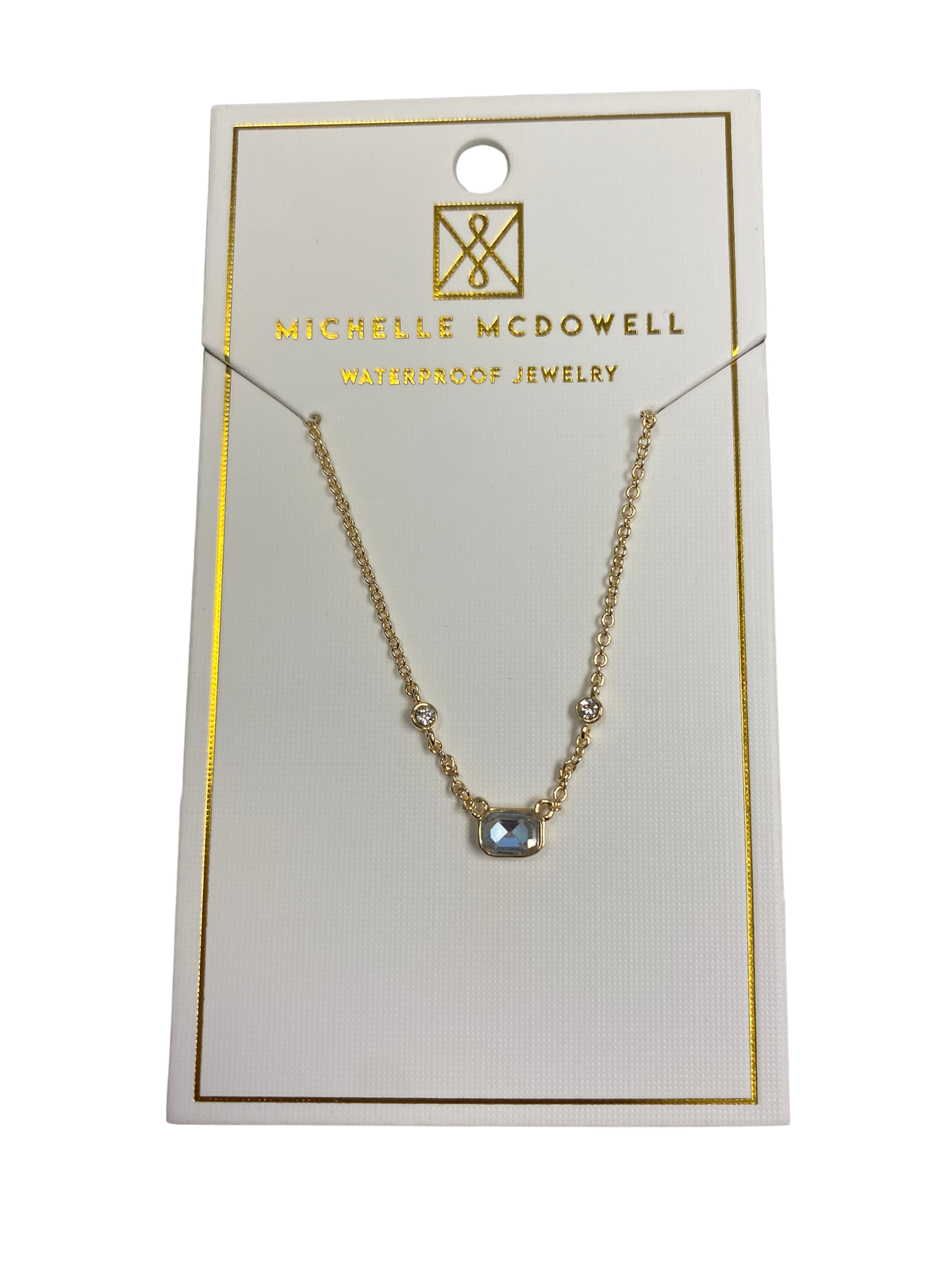 79840 Michelle McDowell Gold Tone Hadley Clear Stone Necklace 0