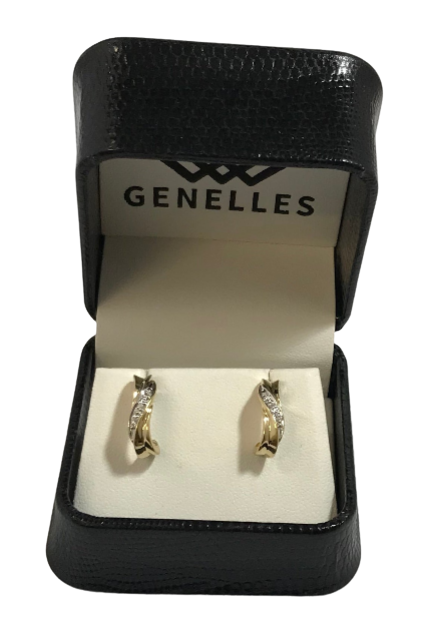 U 48145 14K Yellow Gold Diamond Accent J Hoop Earrings Friction Backs