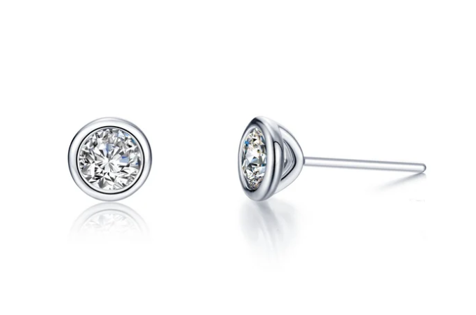 E0581CLP Lafonn Sterling Silver 1.0CTW Lassaire Stone Bezel Set Stud Earrings 0