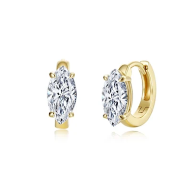 E0724CLG00 Lafonn Gold Plated Sterling Silver Floating Marquise-Cut Huggies 0