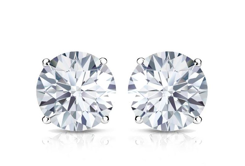 14K White Gold Diamond Stud Earrings - 1 CTTW