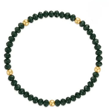 Mila-708 Mila-Mix Hunter Green with Gold Tone Ball Stretchy Bracelet 0