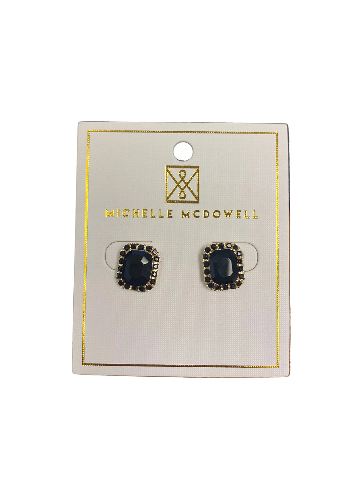 79837 Michelle McDowell Gold Tone Hadley Black Stone Earrings 0