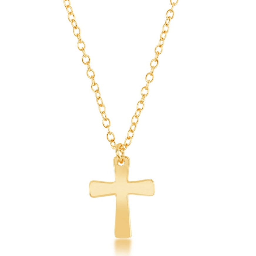 Sterling Silver Gold Plated Cross Necklace