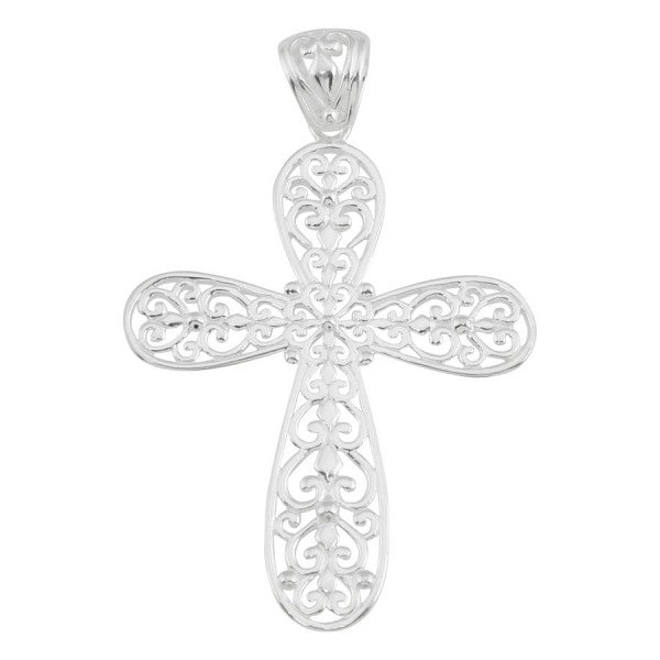 740 DER P211 Southern Gates Sterling Silver Large Filigree Cross Pendant 0