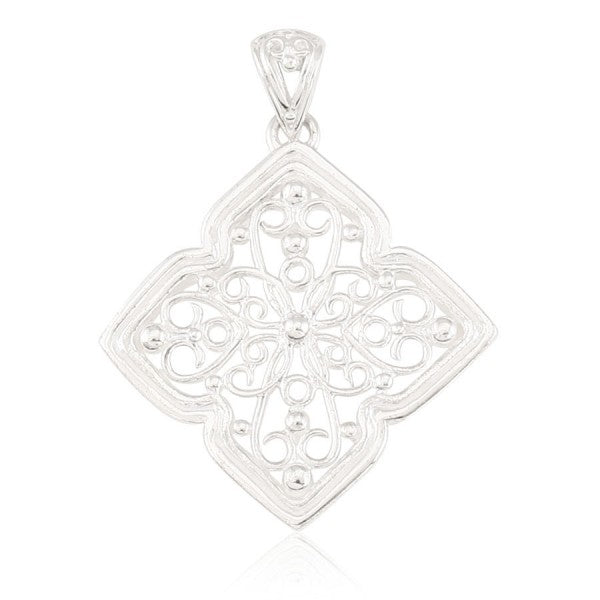 740 DER P212 Southern Gates Sterling Silver Four Petal Scroll Pendant 0