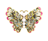 PA3994 Gold Tone Pearl Bead Butterfly Brooch