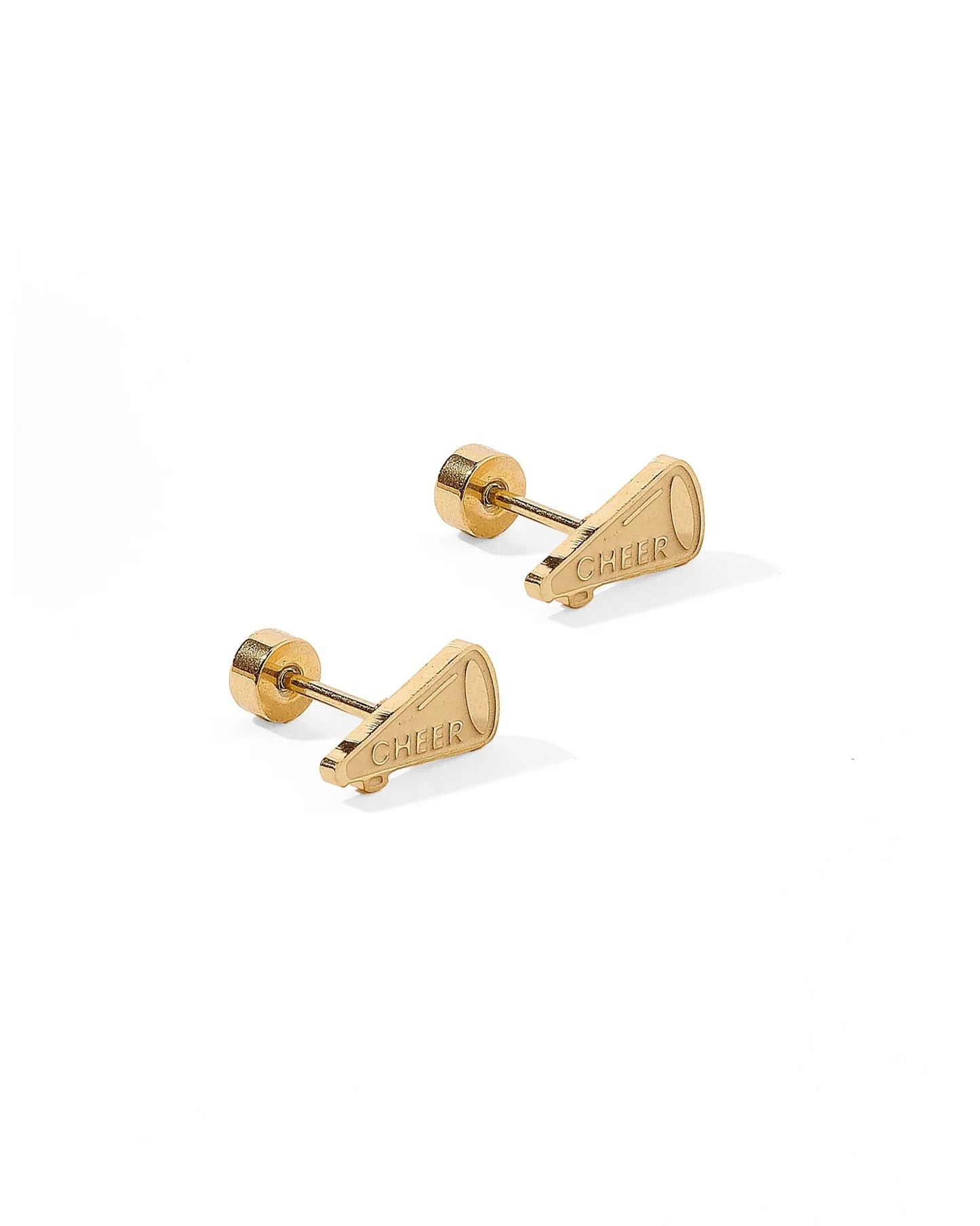 LINNY4038 Cheer Gold Tone Screwback Earring