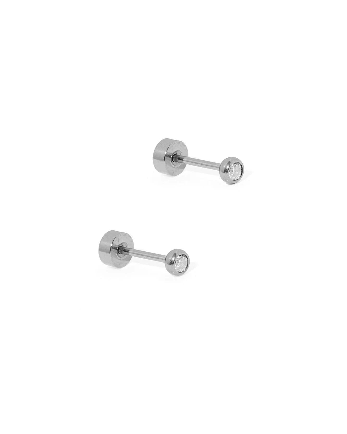 LINNY4061 Micro-Cooper Screwback Silver Earrings