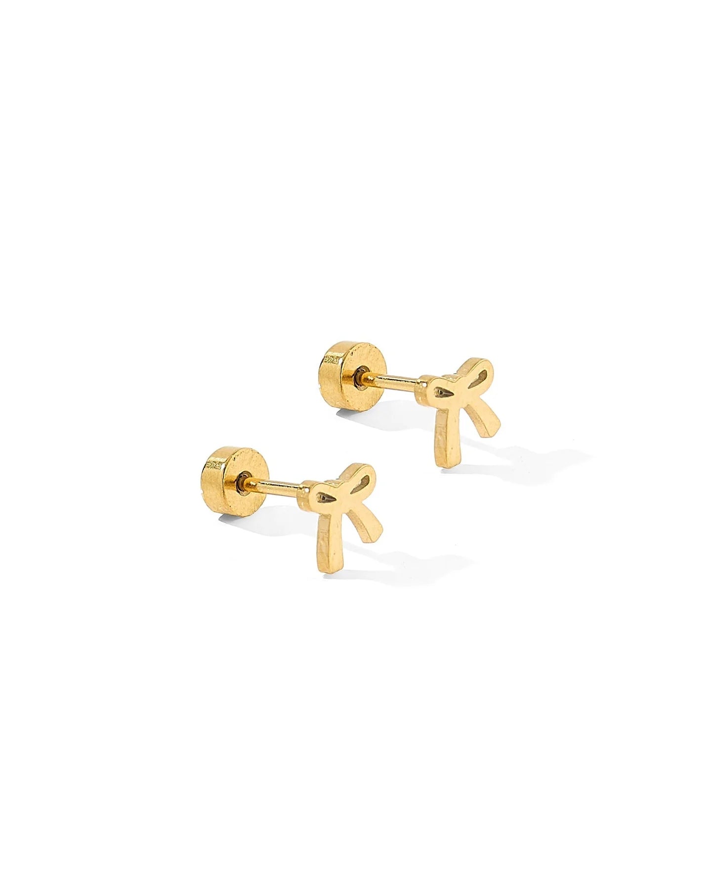 LINNY2851 Linny Co Ruby Bow Gold Tone Screwback Earring