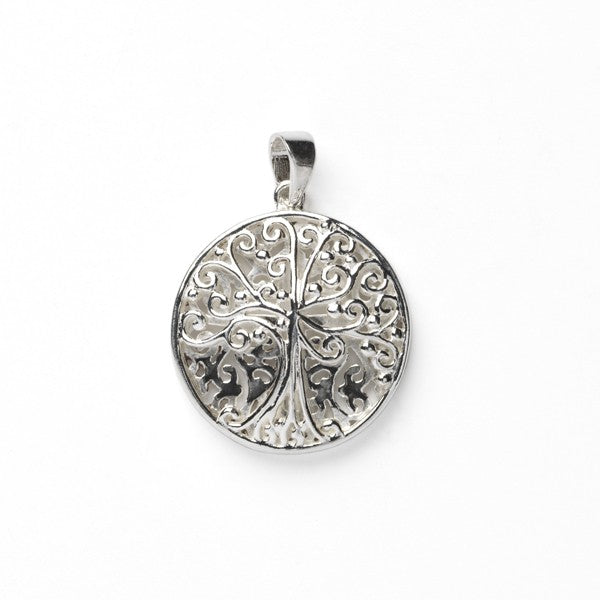 740 DER P978 Southern Gates Sterling Silver Inspiration Double Sided Round Tree and Cross Pendant 0