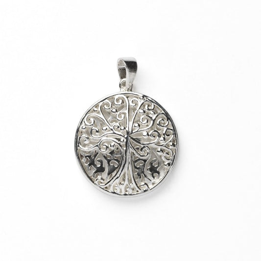 740 DER P978 Southern Gates Sterling Silver Inspiration Double Sided Round Tree and Cross Pendant 0