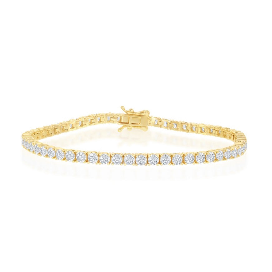 Sterling Silver Gold Plated CZ Tennis Bracelet