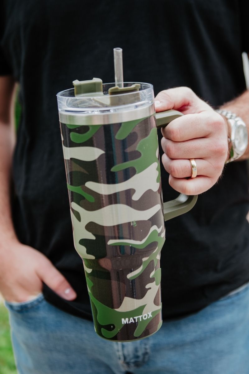 MTX-TUMB-02 Katydid Camo Print 40oz Tumbler Cup with Straw