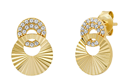 Sterling Silver Yellow Plated Cubic Zirconia Circle Earrings