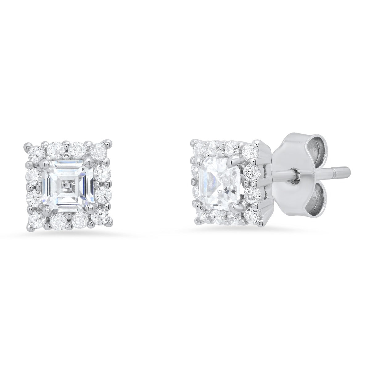 Sterling Silver Princess Cubic Zirconia Stud Earrings