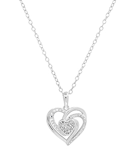 XP-1146 Sterling Silver .095PTS Diamond Heart Necklace