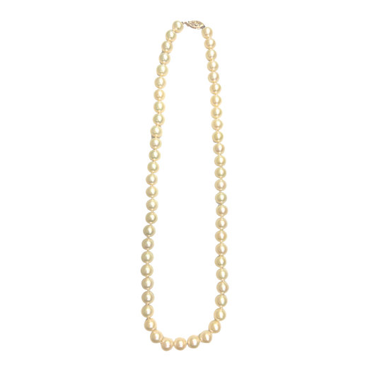 14K Yellow Gold 8X7.5MM Freshwater Pearl Necklace - 18"