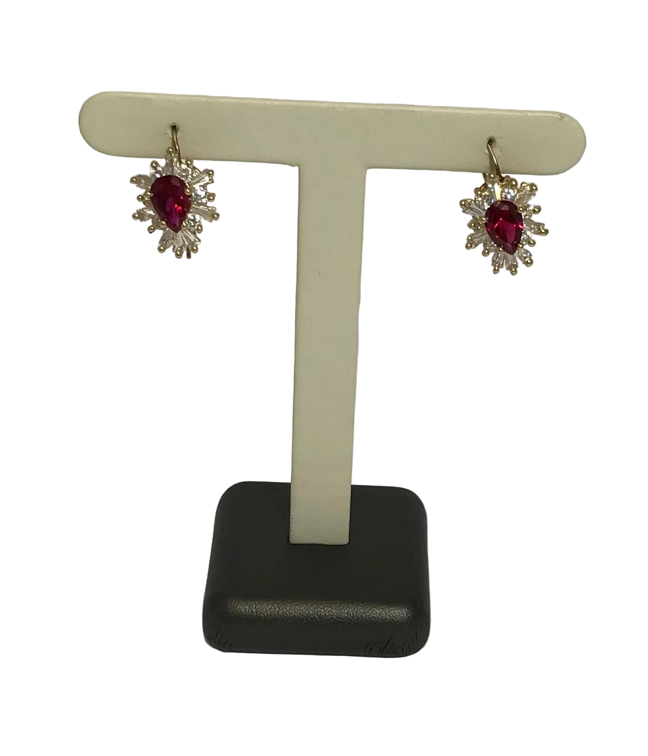 U 113544 10K YG CZ/Red Stone Earrings
