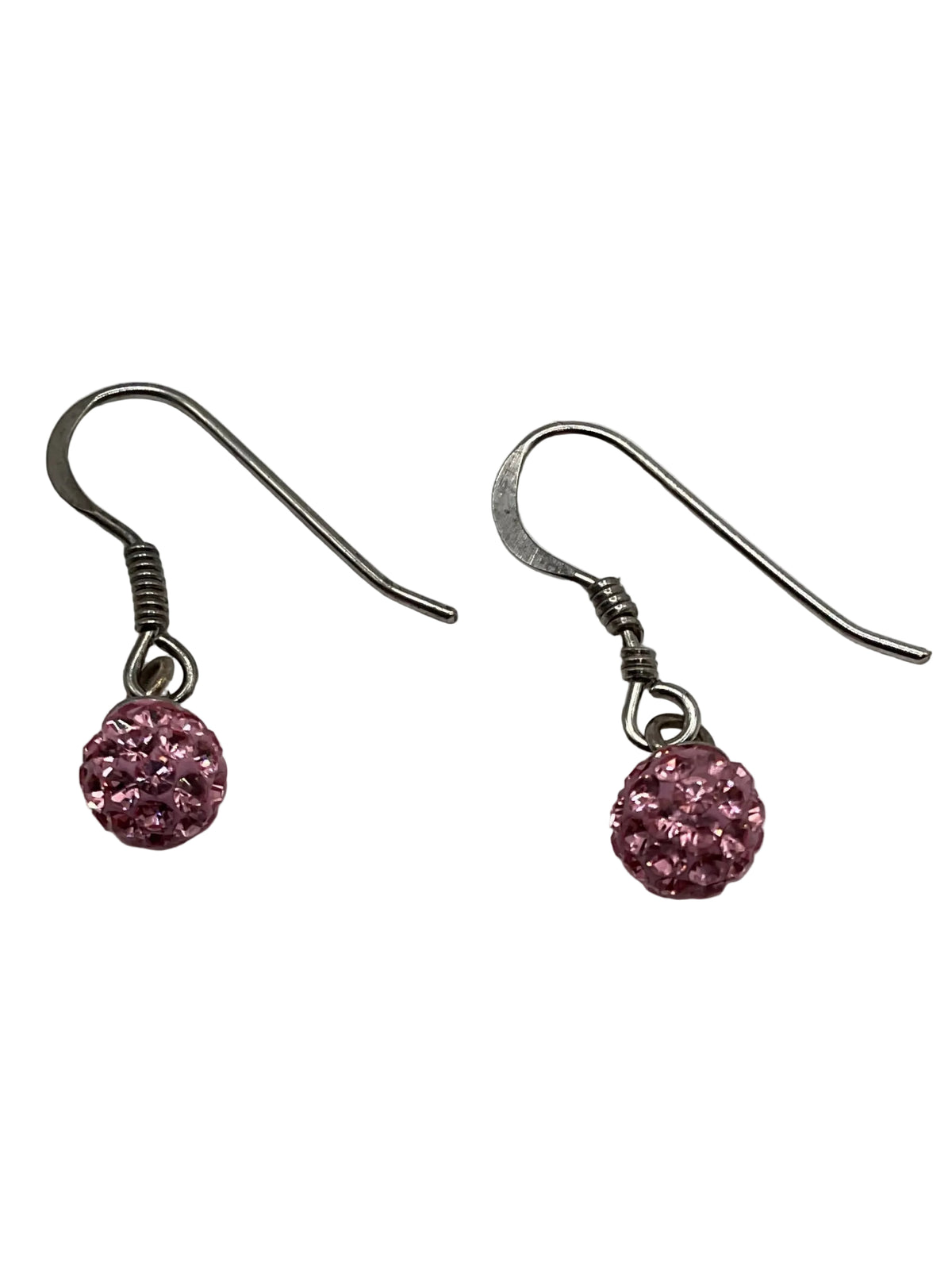 XE57/1 Quality Gold Sterling Silver Pink Crystal Ball Earrings 0