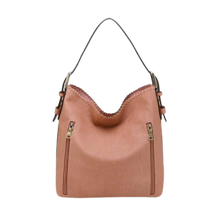 Alexa Vegan Faux Canvas Hobo Bag - Rust