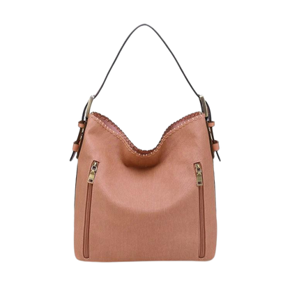 Alexa Vegan Faux Canvas Hobo Bag - Rust