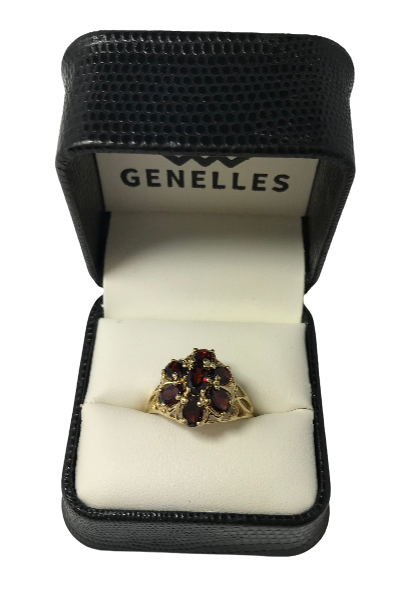 U 45322 14K Yellow Gold Red Stone Cluster Ring