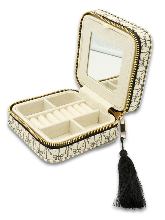 0126-BAG-QLTD-CASE-BLKBOW Simply Southern Jewelry Case Black Bow
