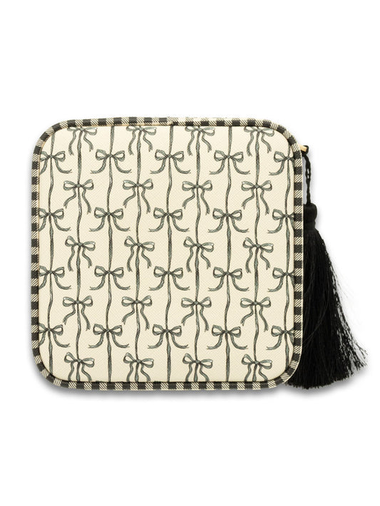 0126-BAG-QLTD-CASE-BLKBOW Simply Southern Jewelry Case Black Bow