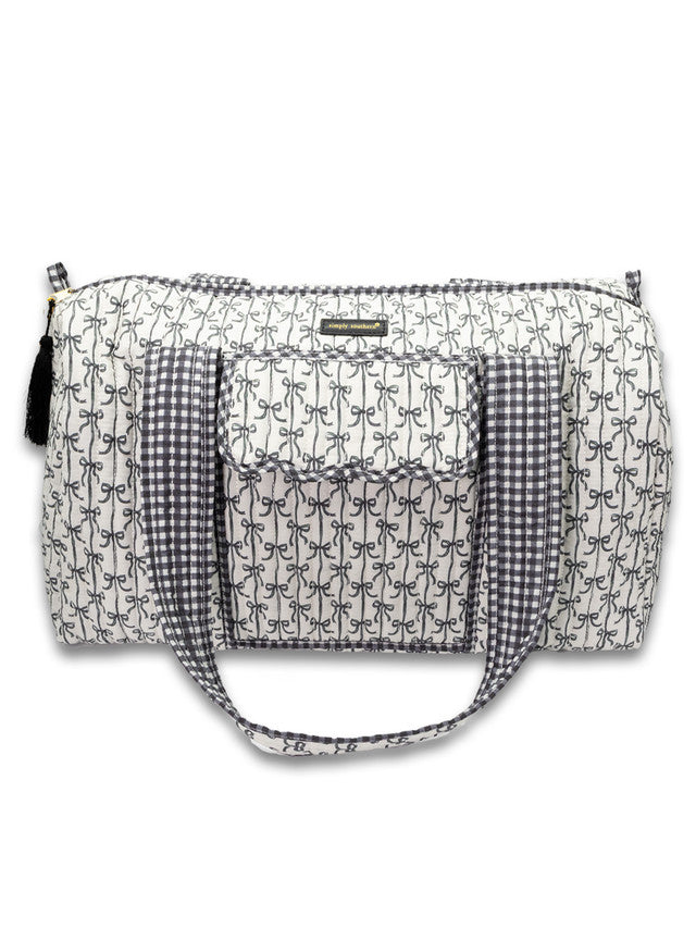 0126-BAG-QLTD-DFFL-BLKBOW Simply Southern Duffle Bag