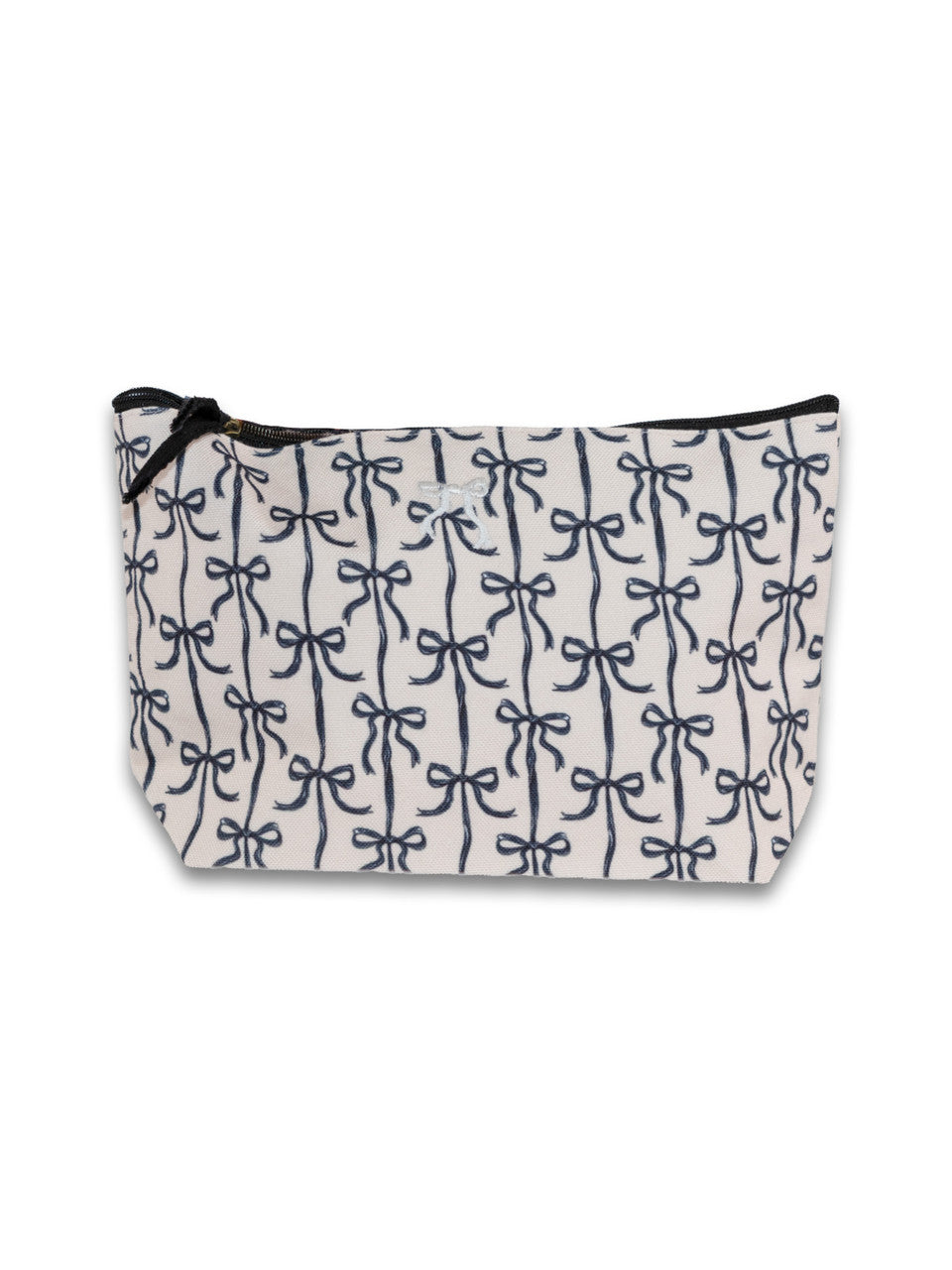 0126-BAG-TOTE-POUCH-BLKBOW Simply Southern Canvas Pouch Black Bow