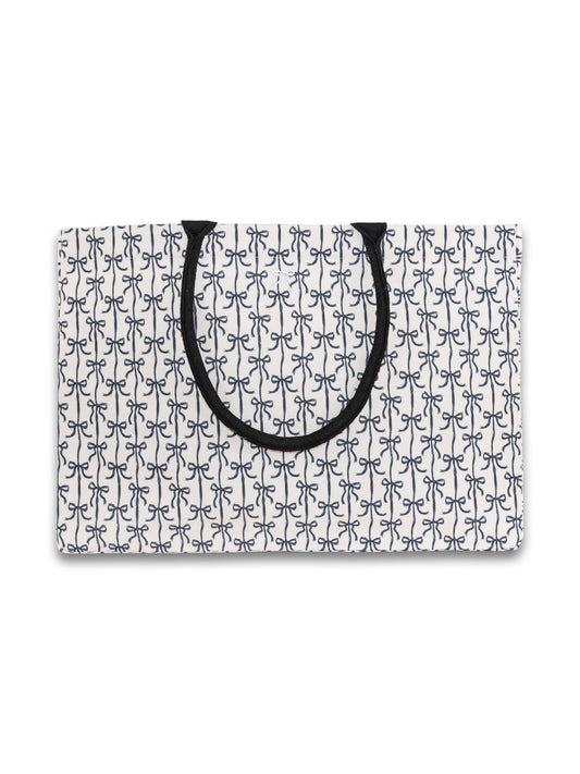 0126-BAG-TOTE-SEA-BLKBOW Simply Southern Canvas Bag Black Bow