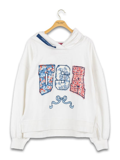 0126-HD-FLRL-USA Simply Southern Floral USA Hoodie White