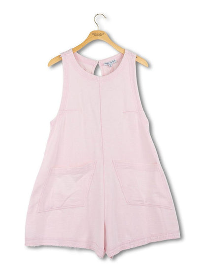 0126-RMPR-WSHD-PKT-ROSE Simply Southern Women's Washed Romper Rose