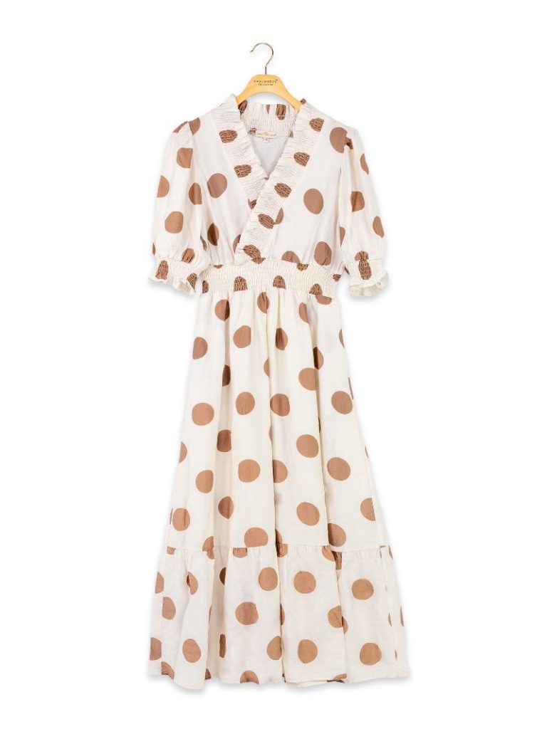 PP-0226-DRS-SKY-CRM Simply Southern Women's Cream/Beige Polka Dot Dress 0