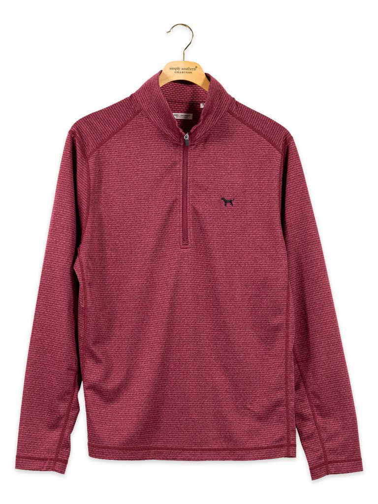 PP-0226-MN-QZP-TECH-OXBLD Simply Southern Men's Performance Quarter Zip Pullover Ox Blood